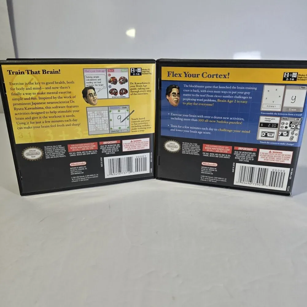 Nintendo DS Brain Age 1 & Brain Age 2 Lot Bundle - Complete in Box (CIB)
